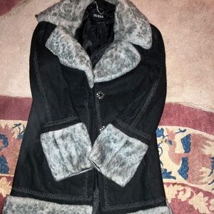 Guess Women's faux fur pea coat.